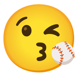 face blowing a kiss and baseball