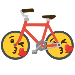 face blowing a kiss and bicycle