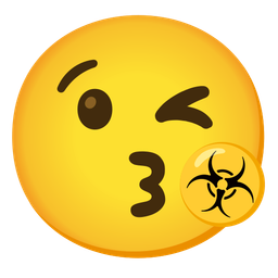 face blowing a kiss and biohazard