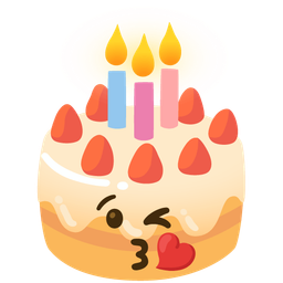 face blowing a kiss and birthday cake