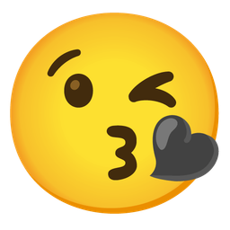 face blowing a kiss and black heart