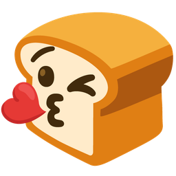 face blowing a kiss and bread