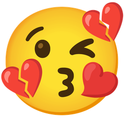 face blowing a kiss and broken heart