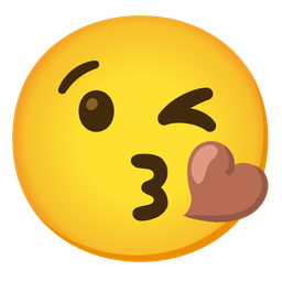 face blowing a kiss and brown heart