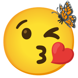 Face blowing a kiss and Butterfly