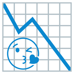 face blowing a kiss and chart decreasing