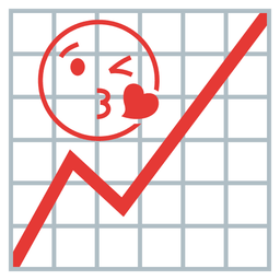 face blowing a kiss and chart increasing