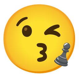 face blowing a kiss and chess pawn