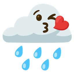 face blowing a kiss and cloud with rain