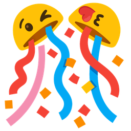 face blowing a kiss and confetti ball