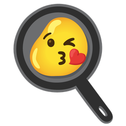 face blowing a kiss and cooking