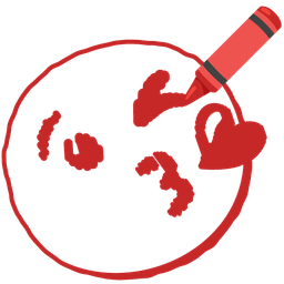 face blowing a kiss and crayon