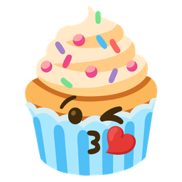 face blowing a kiss and cupcake