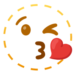 face blowing a kiss and dotted line face