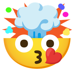 face blowing a kiss and exploding head