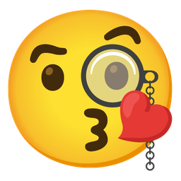 face blowing a kiss and face with monocle