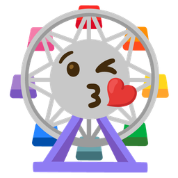 face blowing a kiss and ferris wheel