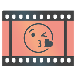 face blowing a kiss and film frames