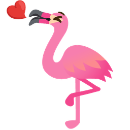 face blowing a kiss and flamingo