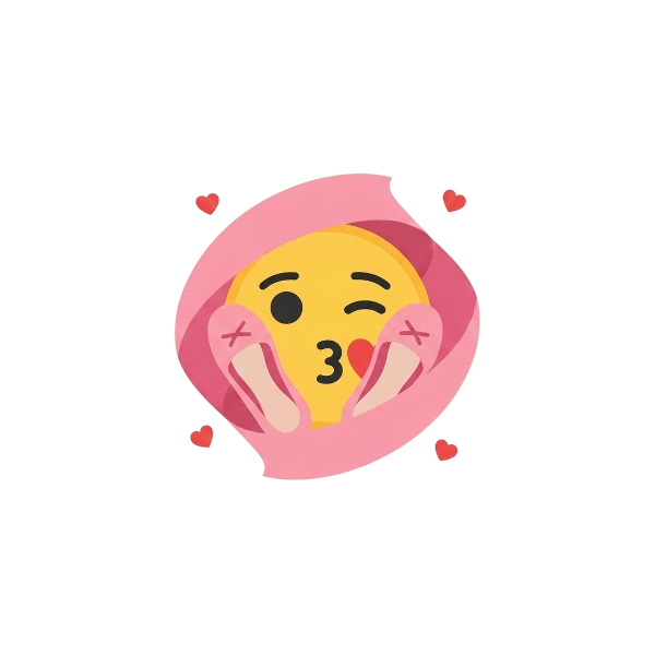 Face blowing a kiss and Flat shoe