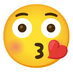 face blowing a kiss and flushed face