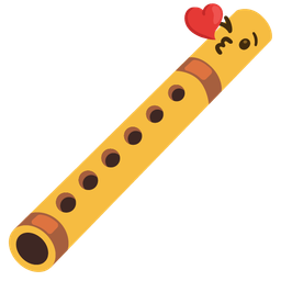 face blowing a kiss and flute