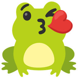 face blowing a kiss and frog