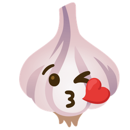 face blowing a kiss and garlic