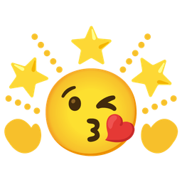 face blowing a kiss and glowing star
