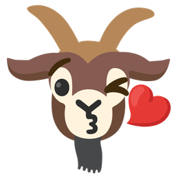 face blowing a kiss and goat