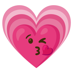 face blowing a kiss and growing heart