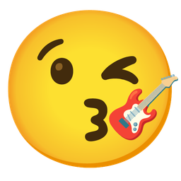 face blowing a kiss and guitar