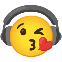 face blowing a kiss and headphone