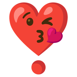 face blowing a kiss and heart exclamation