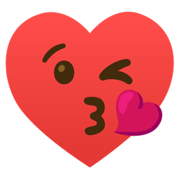 face blowing a kiss and heart suit