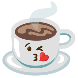 face blowing a kiss and hot beverage