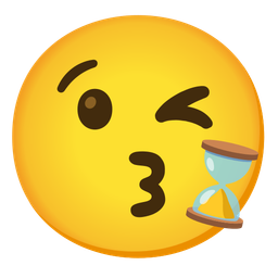 face blowing a kiss and hourglass done