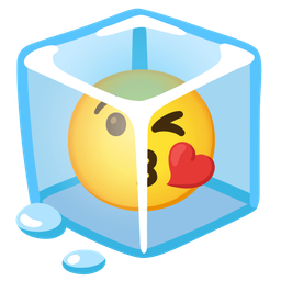 face blowing a kiss and ice