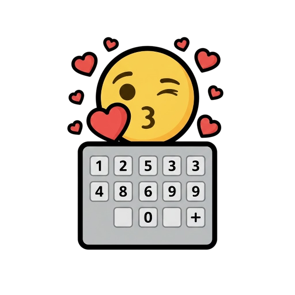 Face blowing a kiss and Input numbers