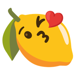 face blowing a kiss and lemon