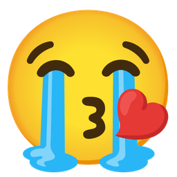 face blowing a kiss and loudly crying face