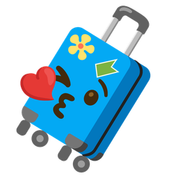 face blowing a kiss and luggage