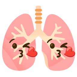 face blowing a kiss and lungs