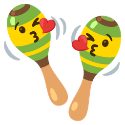 face blowing a kiss and maracas