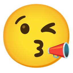 face blowing a kiss and megaphone