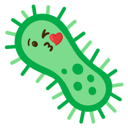 face blowing a kiss and microbe