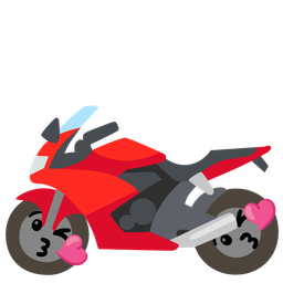 face blowing a kiss and motorcycle