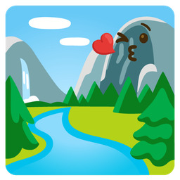 face blowing a kiss and national park