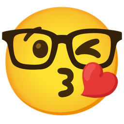 face blowing a kiss and nerd face