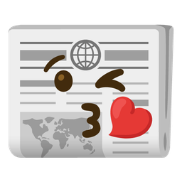 face blowing a kiss and newspaper